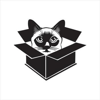 Funny Cat Face Emerging from a Cardboard Box vector