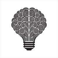 Silhouette of Brain with Intricate Lines vector