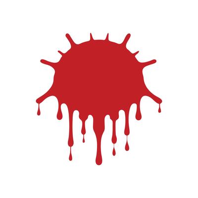 Violent Blood Splatter with Drips Isolated Design