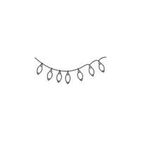 Christmas lights string Outline vector