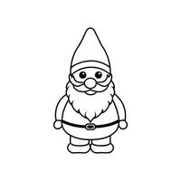 Christmas Gnome Outline Design vector