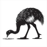 Greater rhea Flightless bird Silhouette Design - Greater rhea bird illustration in black and white vector