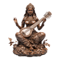 Elegant Statue of a Musician Goddess Playing Instrument png