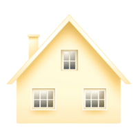 Cozy Yellow Home with Windows and Roof Angle png