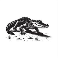 Alligator Black and White Silhouette Creation vector