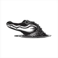 Alligator Black and White Silhouette Outline Clipart vector