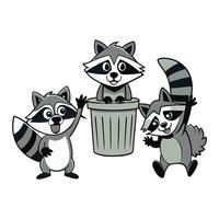 Fun Raccoon Characters for Creative Use vector
