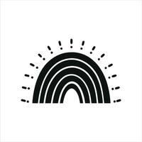 Whimsical Rainbow Graphic Black and White Silhouette Design vector