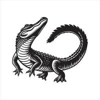 Black and White Silhouette Alligator Design vector