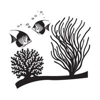 Marine Life Design in Black and White Underwater Scene Artwork vector