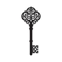 Elegant Vintage Key Clipart in Black and White for Graphic Design vector