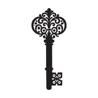 Black and White Vintage Key Clipart Set for Print and Web Design vector