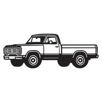 Classic Truck Sketch Black and White Silhouette Clipart Design vector