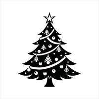 Monochrome Christmas Tree Design with Festive Lights vector