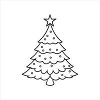 Minimalist Christmas Tree Drawing - Black and White Light Design vector