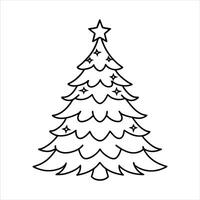 Christmas Tree Outline in Black and White vector