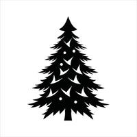Black and White Christmas Tree Artwork with Lights vector