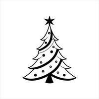 Charming Holiday Tree Sketch - Monochrome Lights Clipart vector