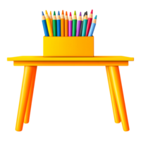 Bright Table with Colorful Pencils for Creative Projects png