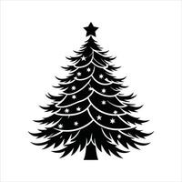 Black and White Christmas Tree with Twinkling Lights vector