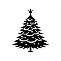 Black and White Christmas Tree Graphics - Decorative Lights Illustration vector