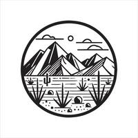 Geometric mountain Outline illustration in black and white vector