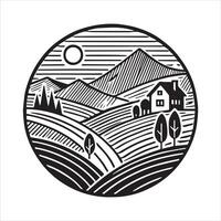 Geometric mountain Outline illustration in black and white vector