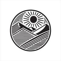 Geometric mountain Outline illustration in black and white vector