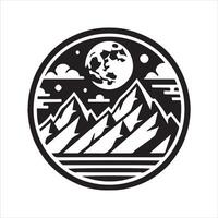 Geometric mountain Outline illustration in black and white vector