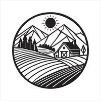 Geometric mountain Outline illustration in black and white vector