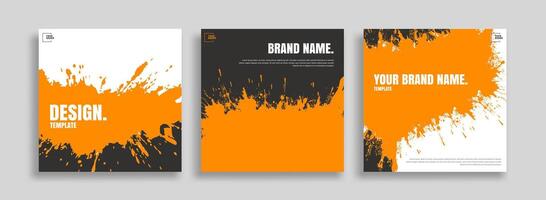 Three vertical banners with orange and black paint splatters vector