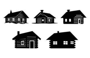 Log Cabin Silhouette Clipart Bundle vector