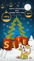 Special offer Sale inscription in the form of large packages standing in a snowy clearing A snake in a Santa hat wraps around a festive candy vector