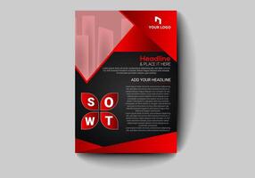 a red and black business brochure template vector