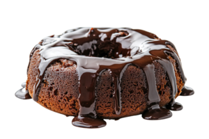 Chocolate covered donut with a drizzle of chocolate sauce png