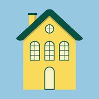 Simple House Facade With Windows And Warm Light vector