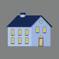 Simple Home Facade With Windows And Warm Light vector
