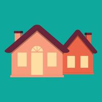 Simple House Or Hotel Facade With Windows And Warm Light vector