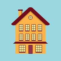 Simple House Or Residence Facade With Many Windows And Warm Light vector
