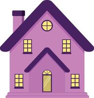 Simple House Or Residence Facade With Windows And Warm Light vector