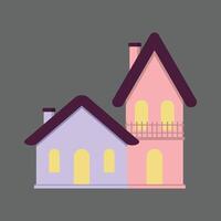 Simple Residence Facade With Windows And Warm Light vector
