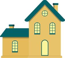 Simple Home Or Hotel Facade With Windows And Warm Light vector