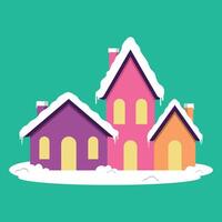 Village With Warm Light And Christmas Season vector