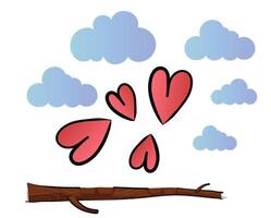 A simple yet evocative design featuring a tree branch heart and clouds vector
