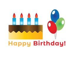 Vibrant Happy Birthday design featuring a colorful cake with candles and festive balloons vector