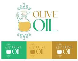 A set of versatile logos featuring a line art illustration of an olive oil carafe vector