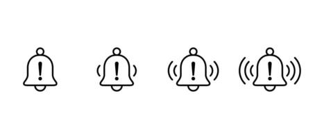 Warning alarm bell icon in line style. Emergency alert sign symbol vector