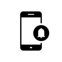Notification bell with mobile phone icon. Cellphone notice sign symbol vector