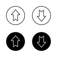 Simple up and down arrow line icon on black circle. Upward and downward sign symbol in rounded corner vector