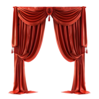 Classic Red Velvet Curtain Isolated on Transparent Background for Graphic Use png